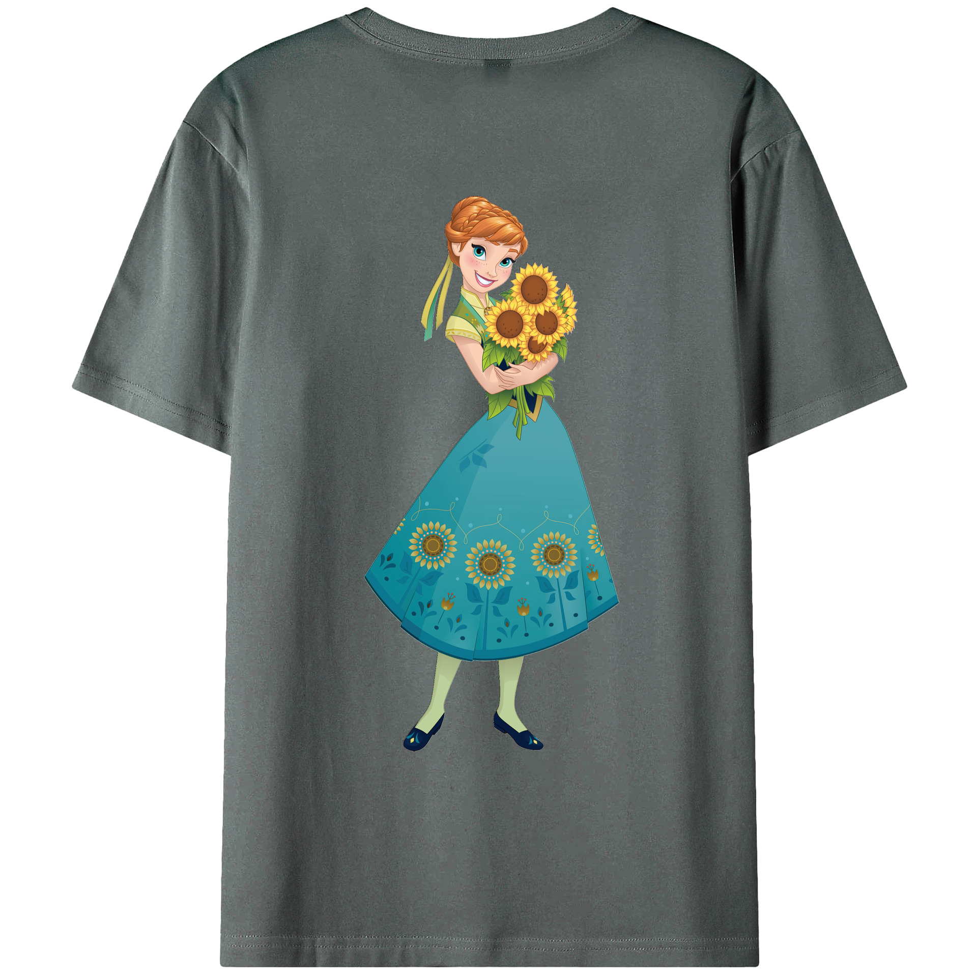 （画像用） アナと雪の女王 アンナ エルサ Frozen Anna Elsa 綿100％ メンズ半袖Tシャツ（バックプリント） 通気性